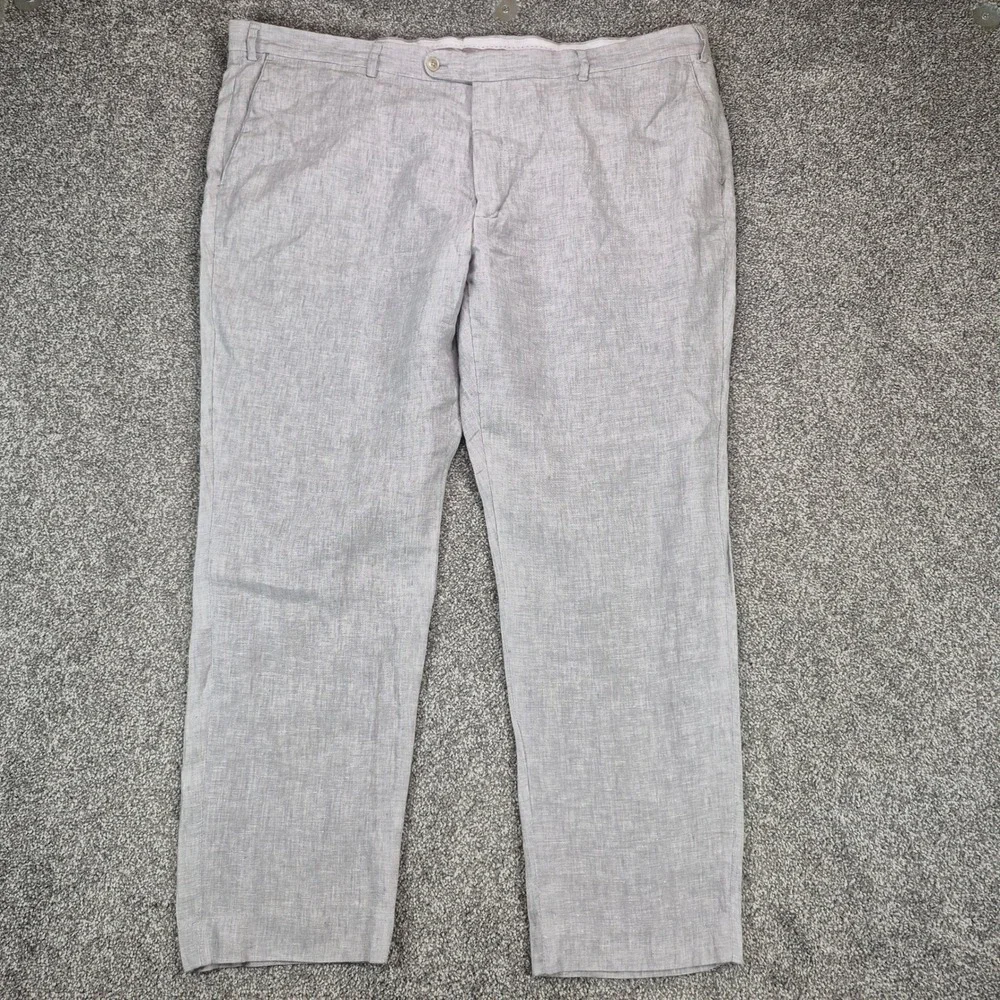Joseph Abboud 100% Linen Dress Pants Mens 46x30 Gray Slim Fit